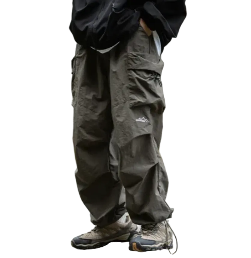 Men's Waterproof Adjustable Hem Relaxed Cargo Trousers - Dark Gray