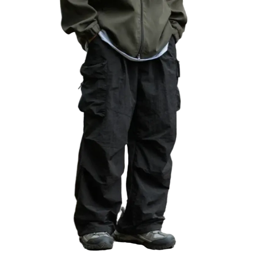 Men's Waterproof Adjustable Hem Relaxed Cargo Trousers - Black