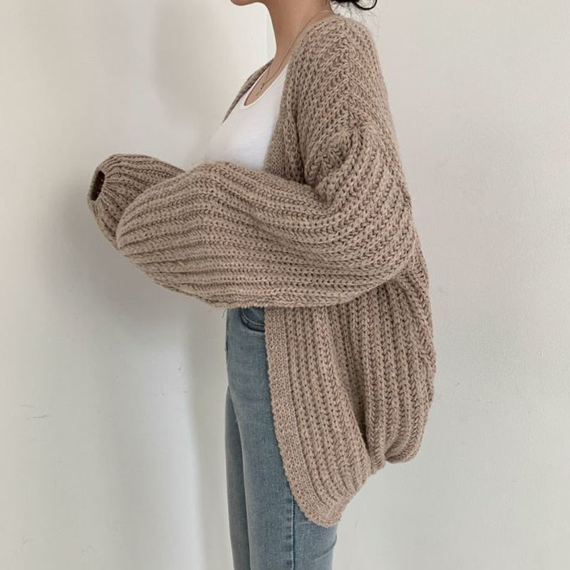 Women's Chunky Knit Open-Front Cardigan