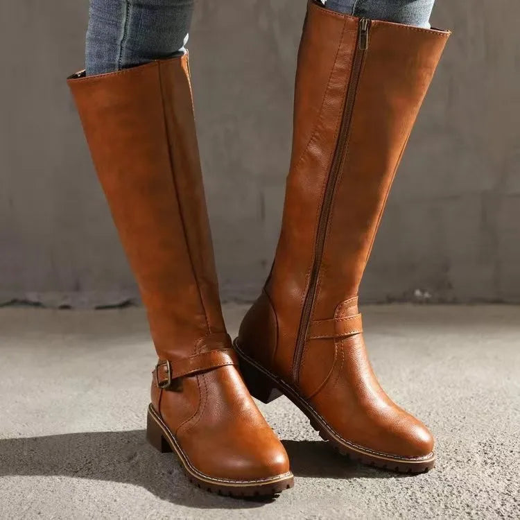 Women's Tall Leather Boots with Orthopedic Support