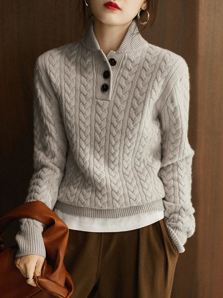 Women's Button-Up Cable Knit Sweater