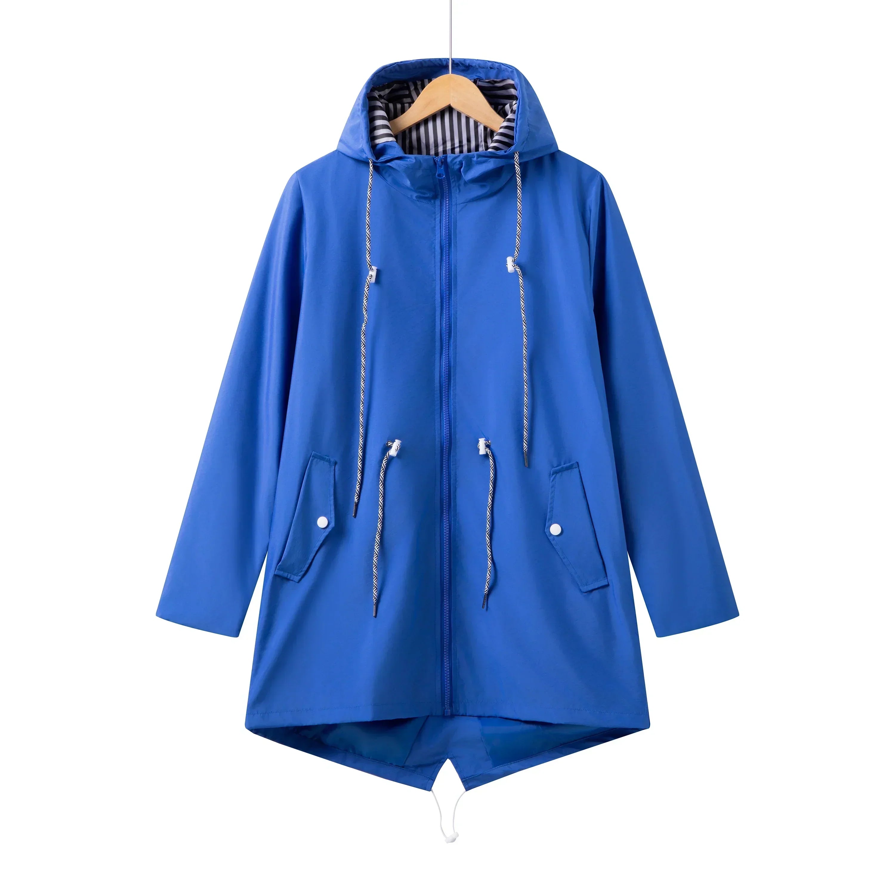 Women's Hooded Drawstring Parka Zip-Up Coat for Transitional Weather