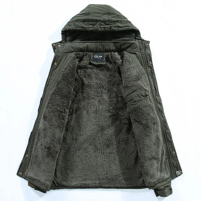 Men's Windproof Fleece-Lined Hooded Winter Parka