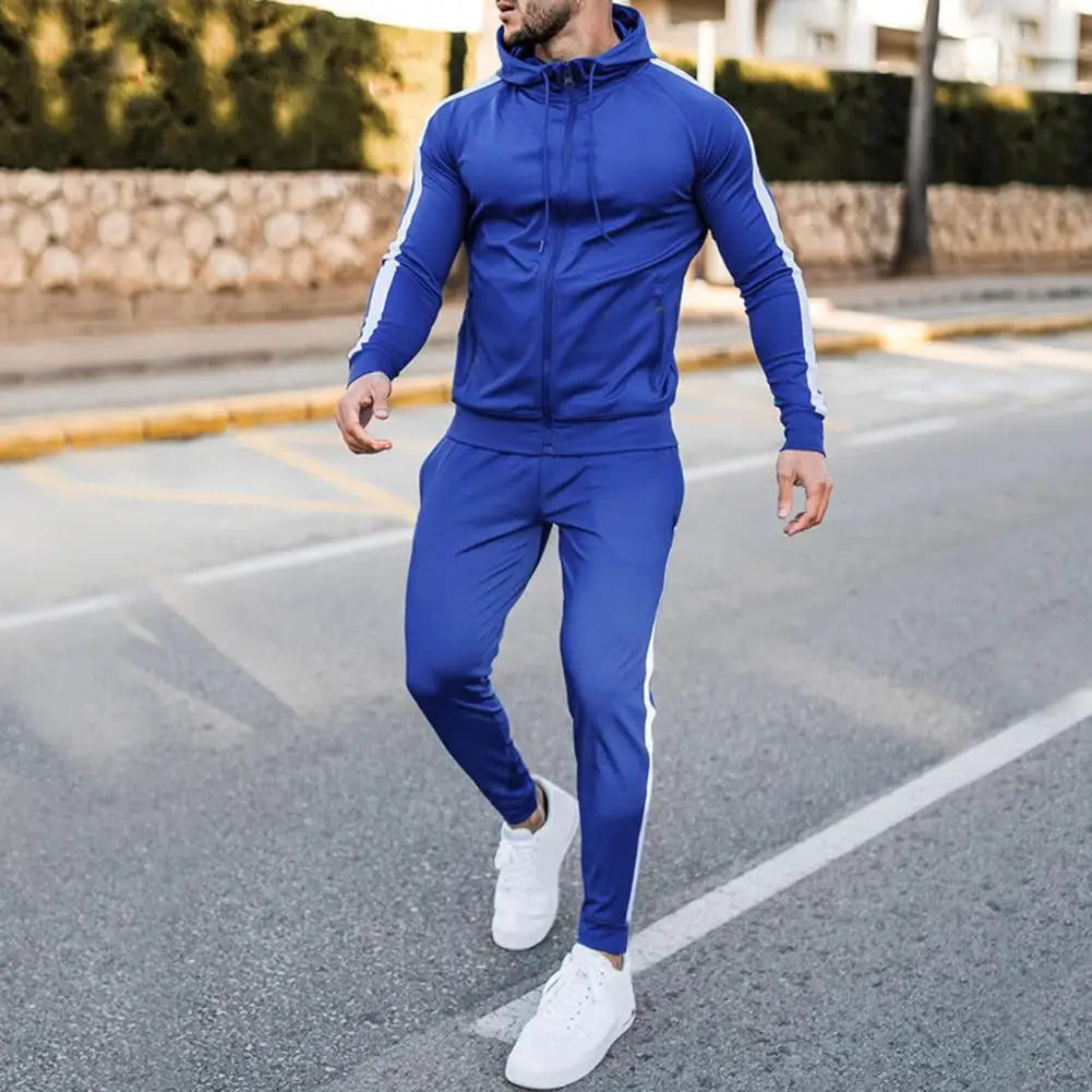 Men's Side Stripe Jacket and Trousers Tracksuit Set