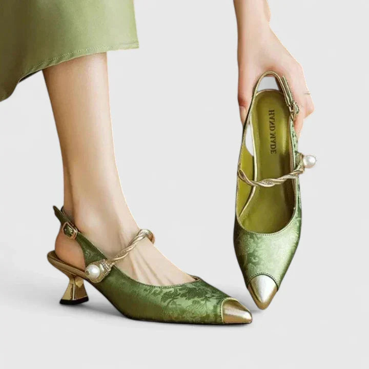 Women's Pearl Strap Orthopedic Kitten Heels