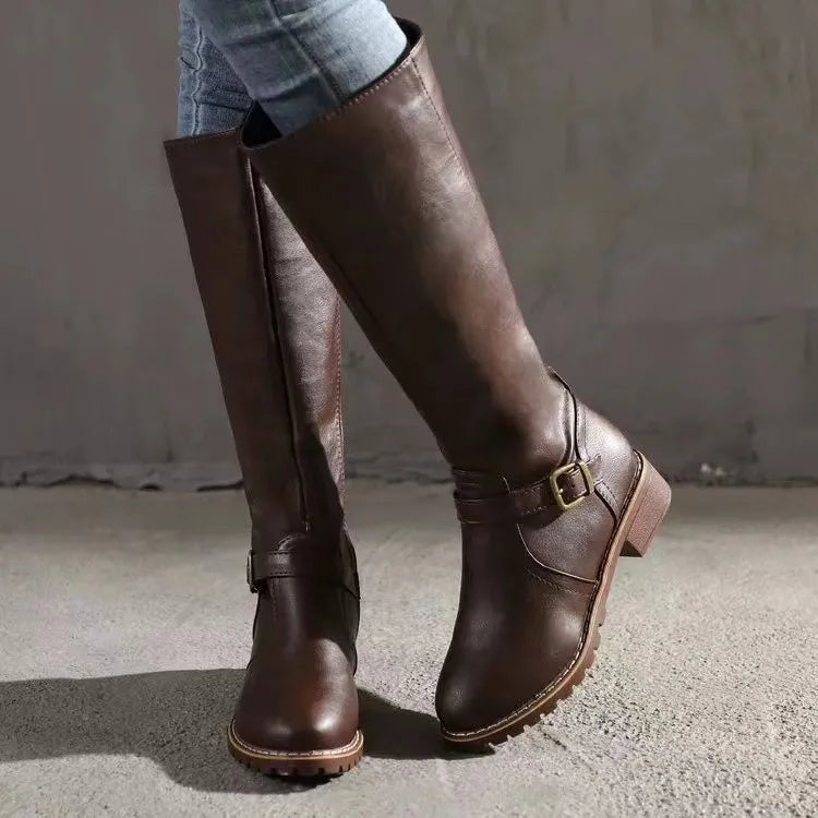 Women's Tall Leather Boots with Orthopedic Support