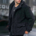Men's Teddy Fleece Hooded Jacket - Black