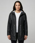 Women's Water-Repellent Hooded Raincoat - Black
