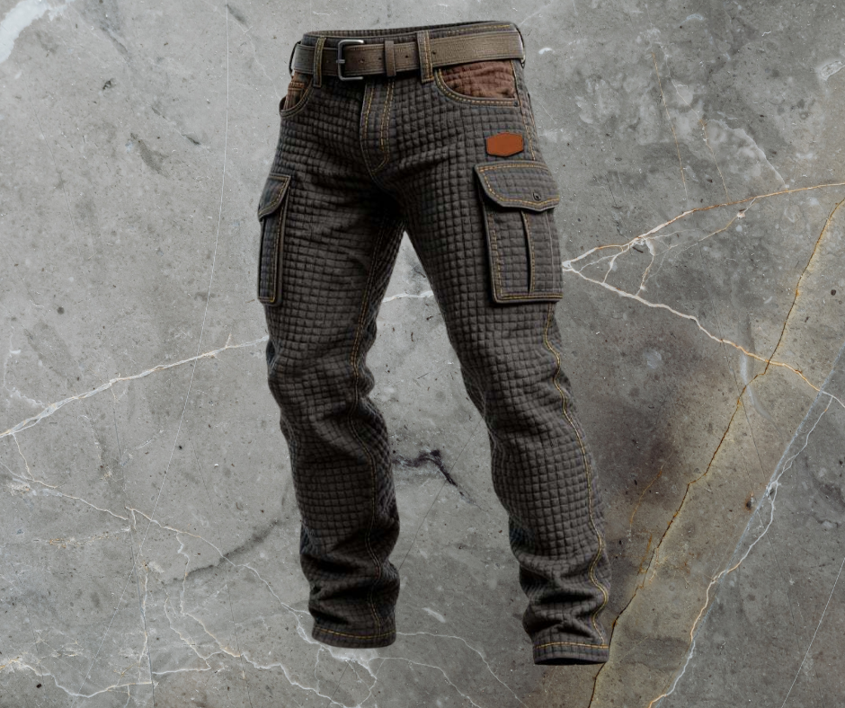 Men's Quilted Texture Slim Fit Cargo Trousers