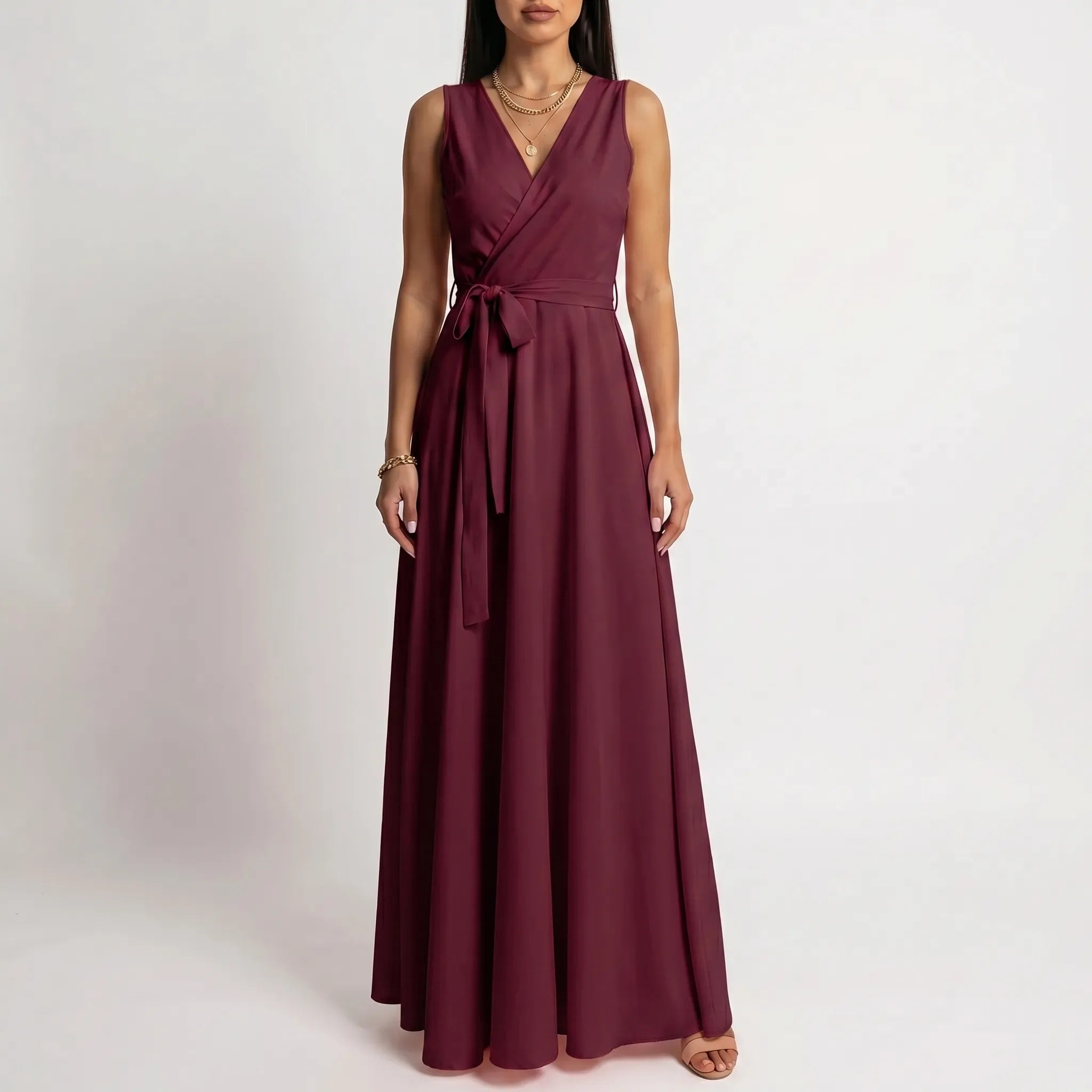Women’s Sleeveless Wrap Maxi Dress