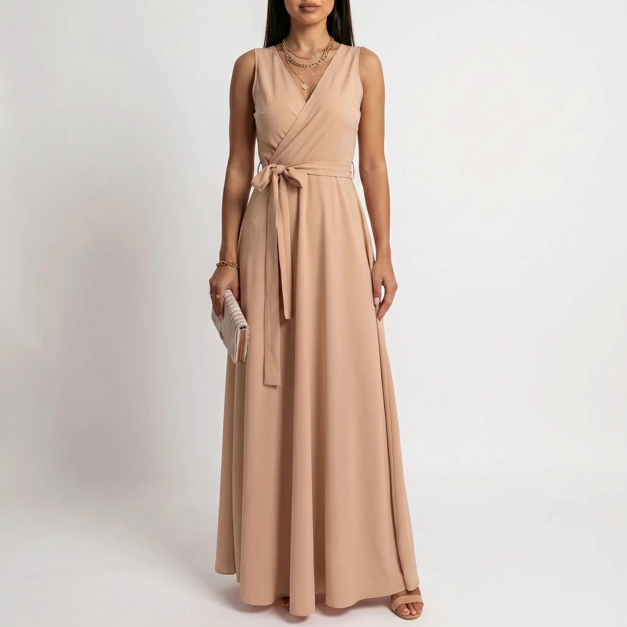 Women’s Sleeveless Wrap Maxi Dress