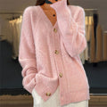Women's V-Neck Button-Front Textured Knit Cardigan