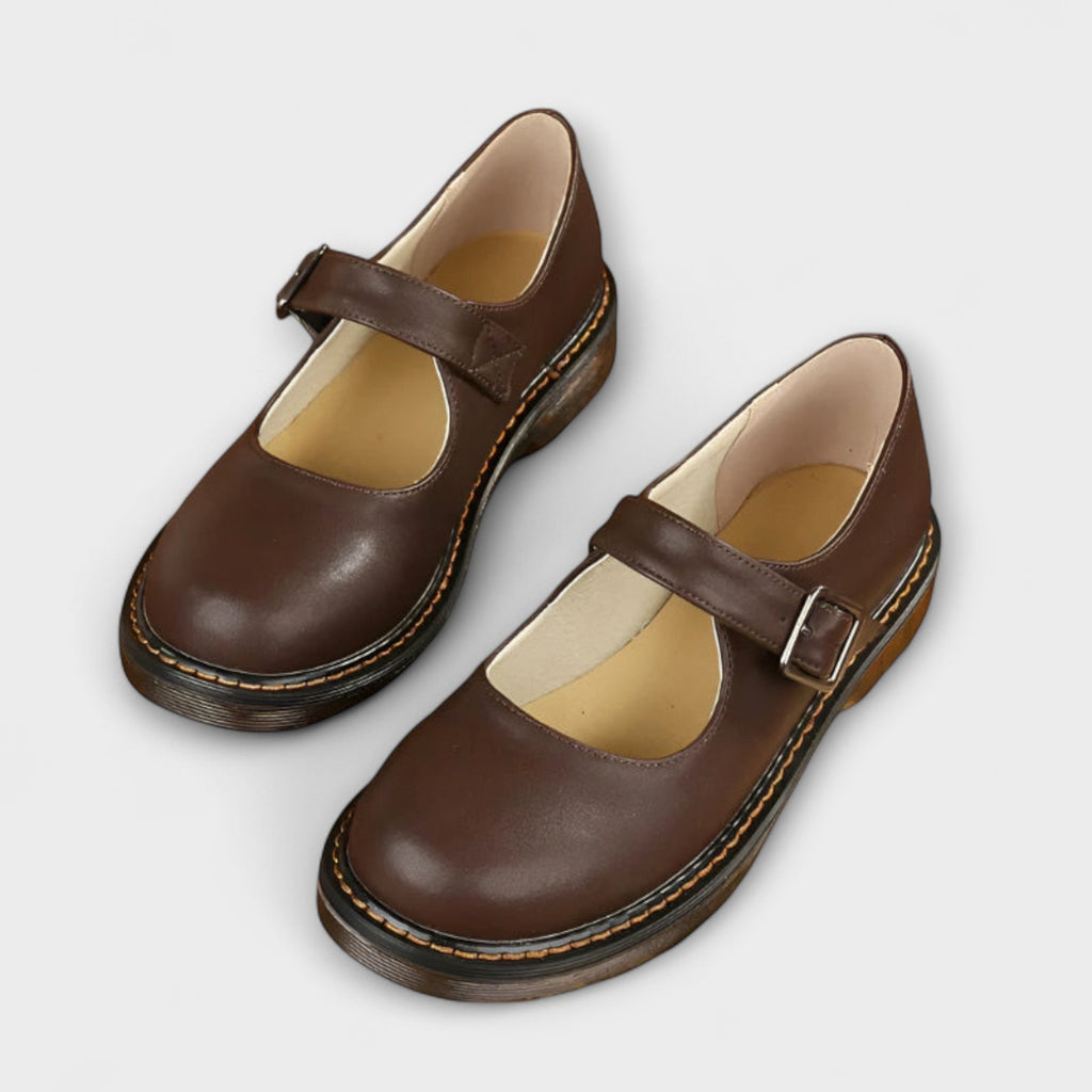 Women's Orthopedic Mary Jane Buckle Shoes - Brown