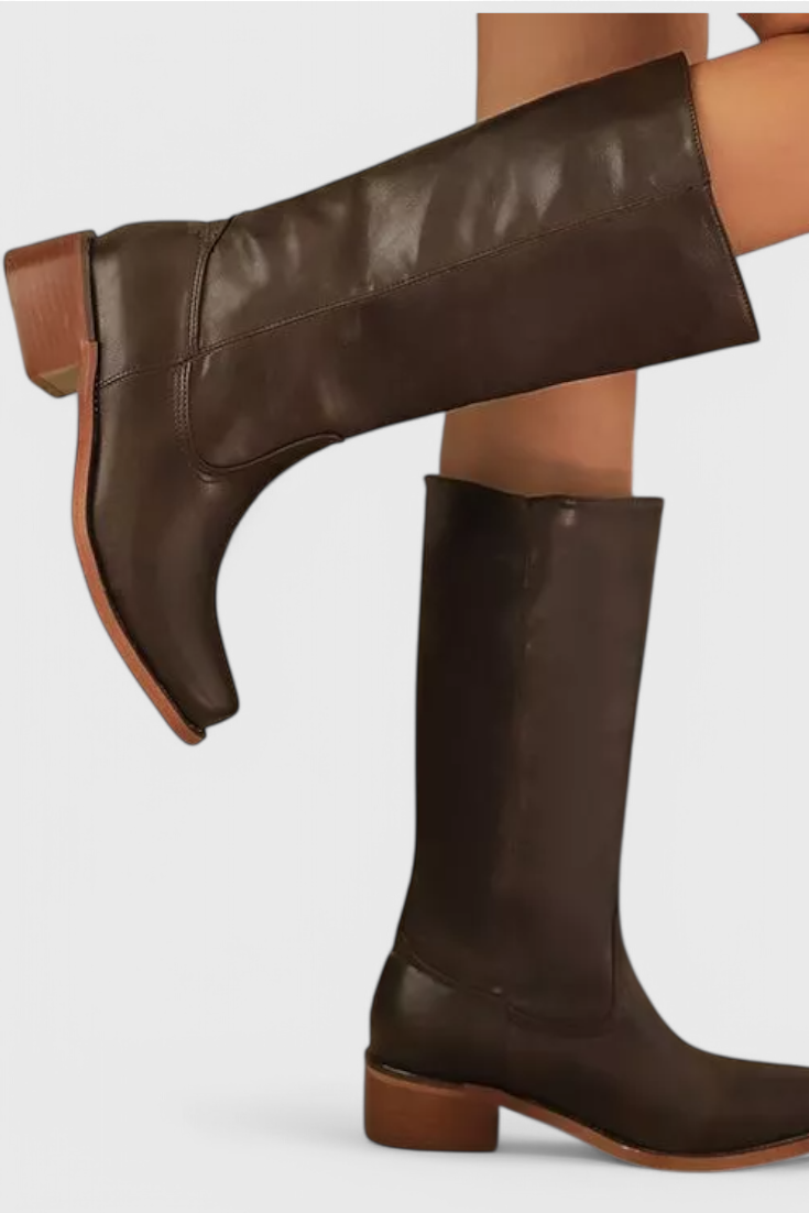 Women's Knee-High Boots with Elevated Heel