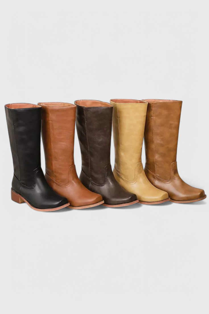 Women's Knee-High Boots with Elevated Heel