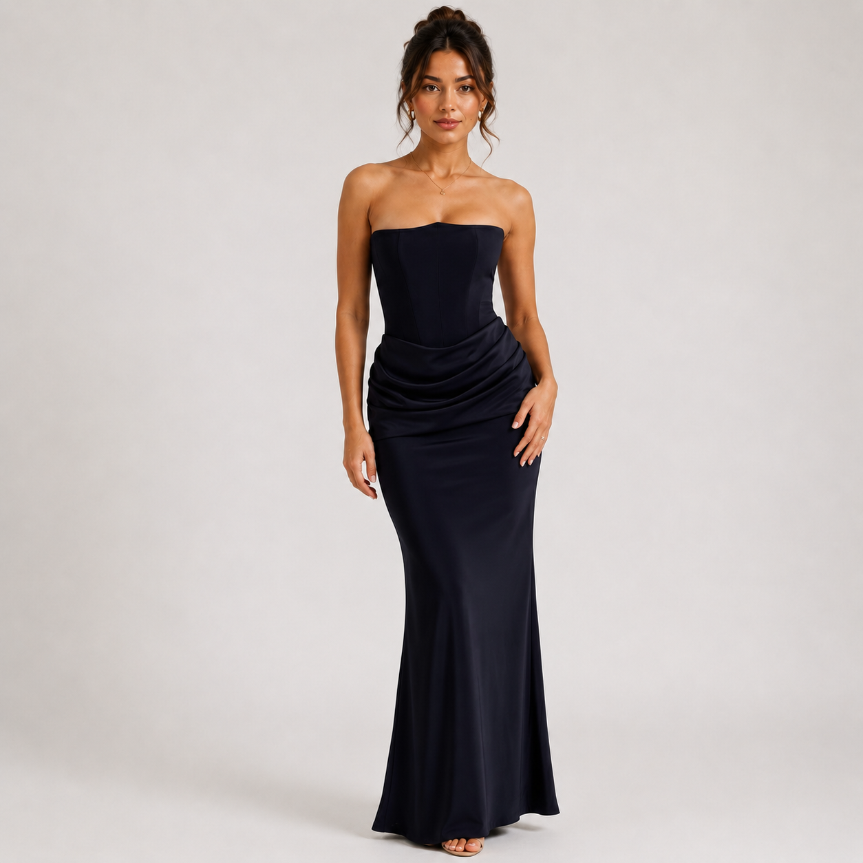 Women’s Strapless Draped Maxi Dress