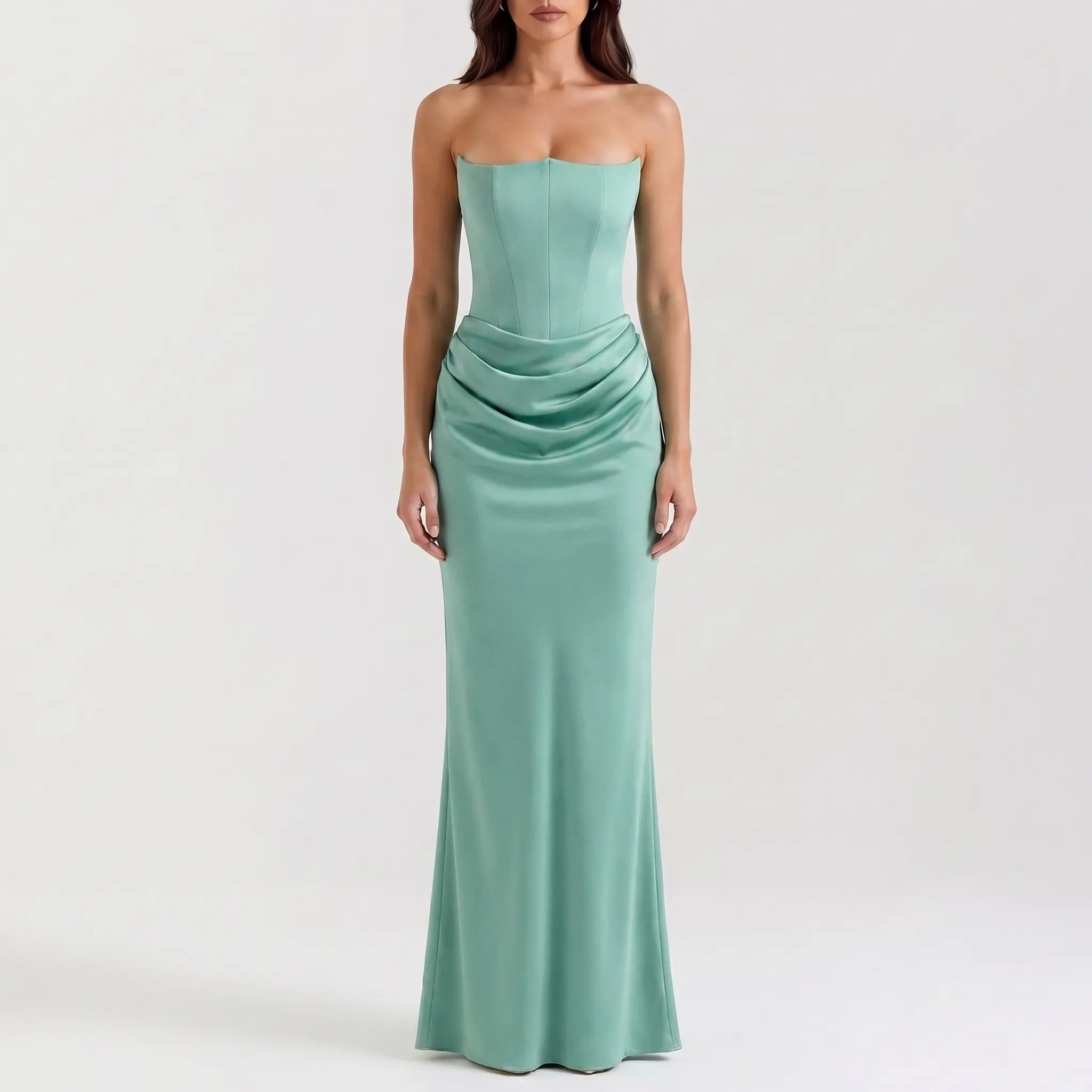 Women’s Strapless Draped Maxi Dress