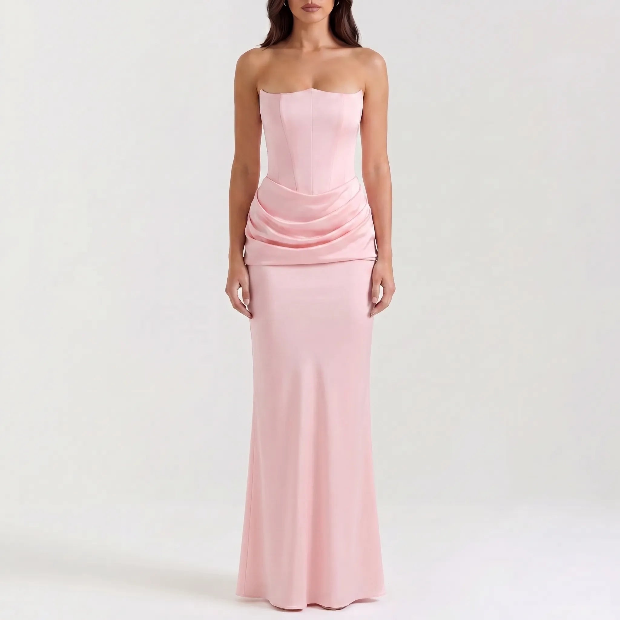 Women’s Strapless Draped Maxi Dress