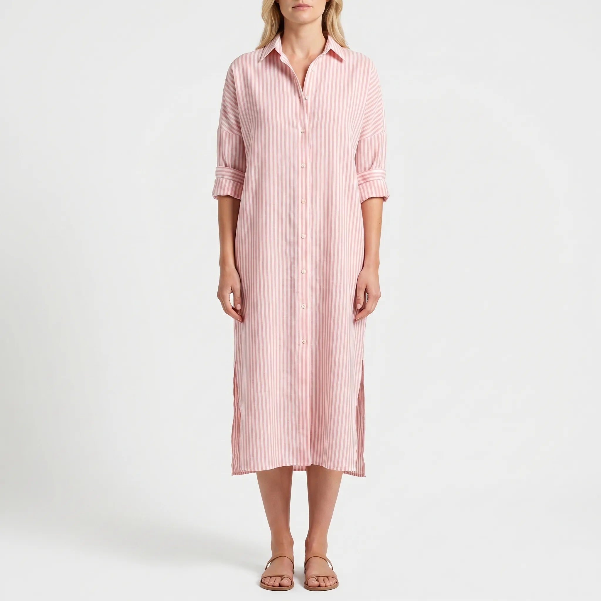 Women’s Striped Button-Down Maxi Dress