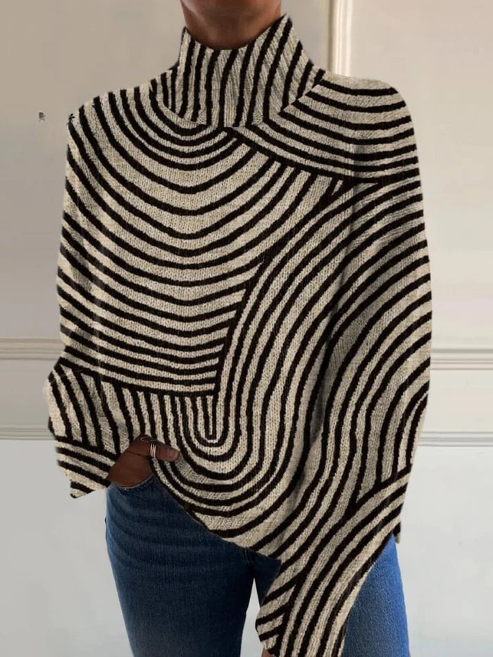 Women's Bold Striped Turtleneck Sweater
