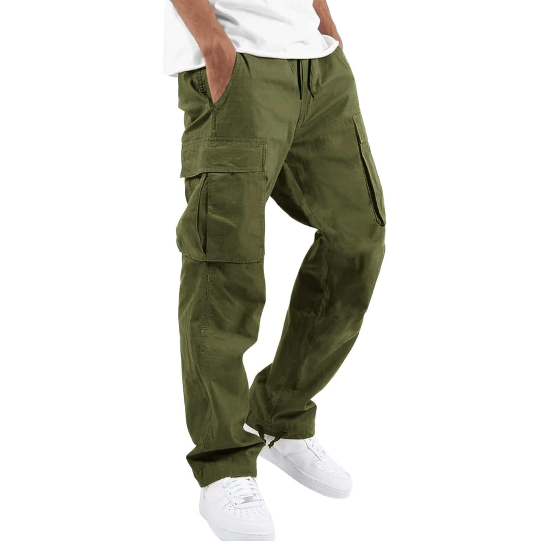 Men's Relaxed-Fit Cargo Trousers - Army Green