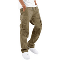 Men's Relaxed-Fit Cargo Trousers - Olive Green