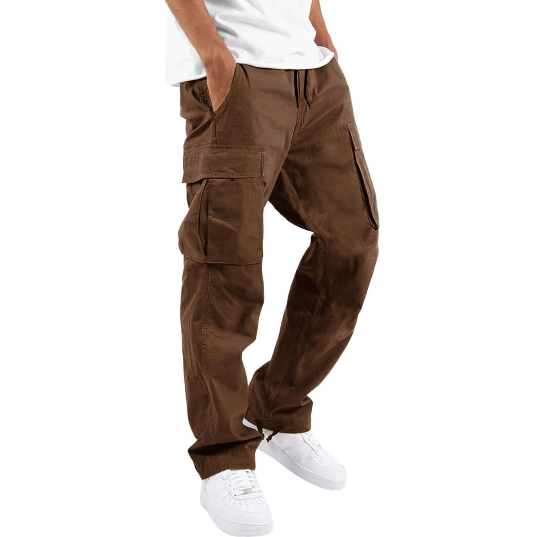 Men's Relaxed-Fit Cargo Trousers - Brown