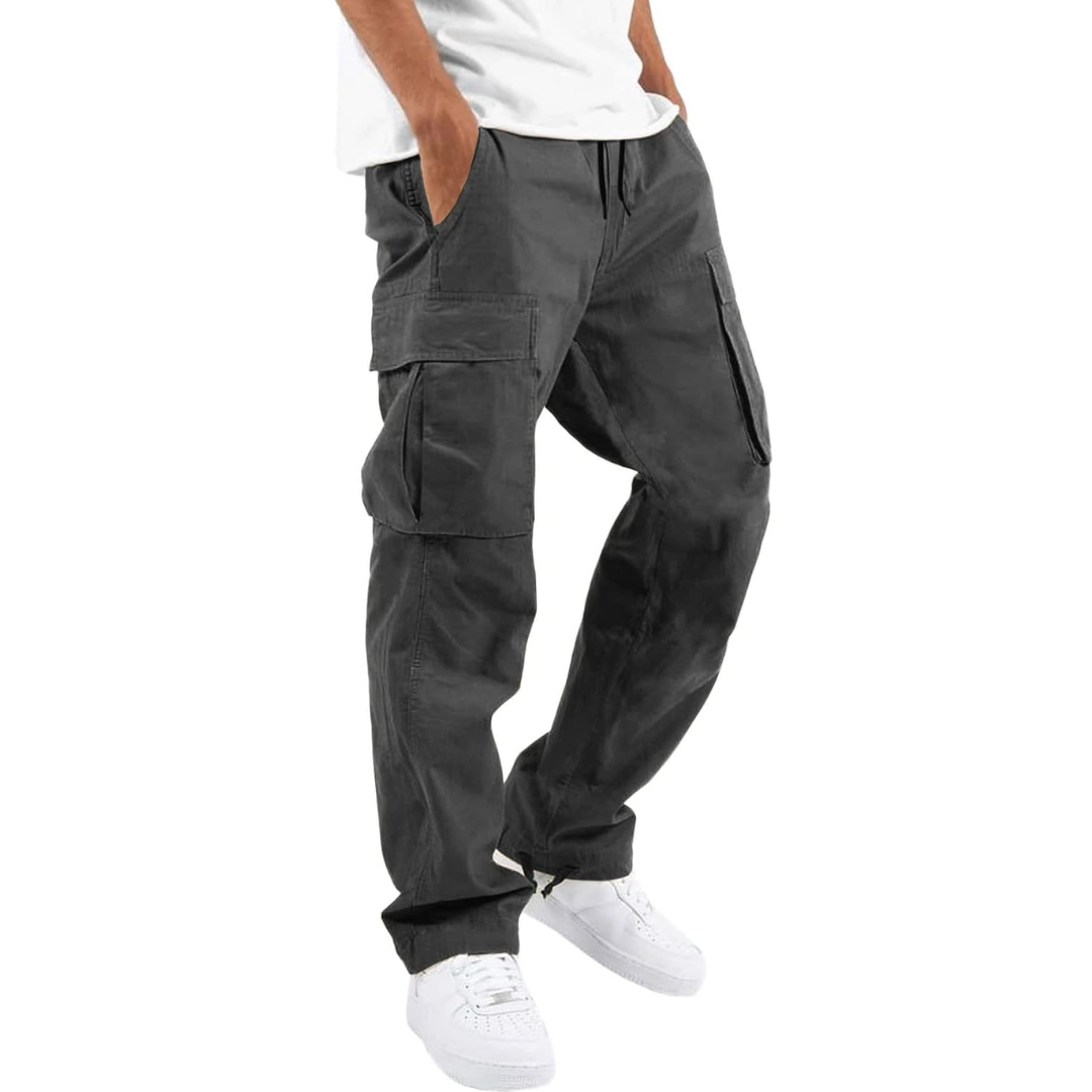 Men's Relaxed-Fit Cargo Trousers - Dark Gray
