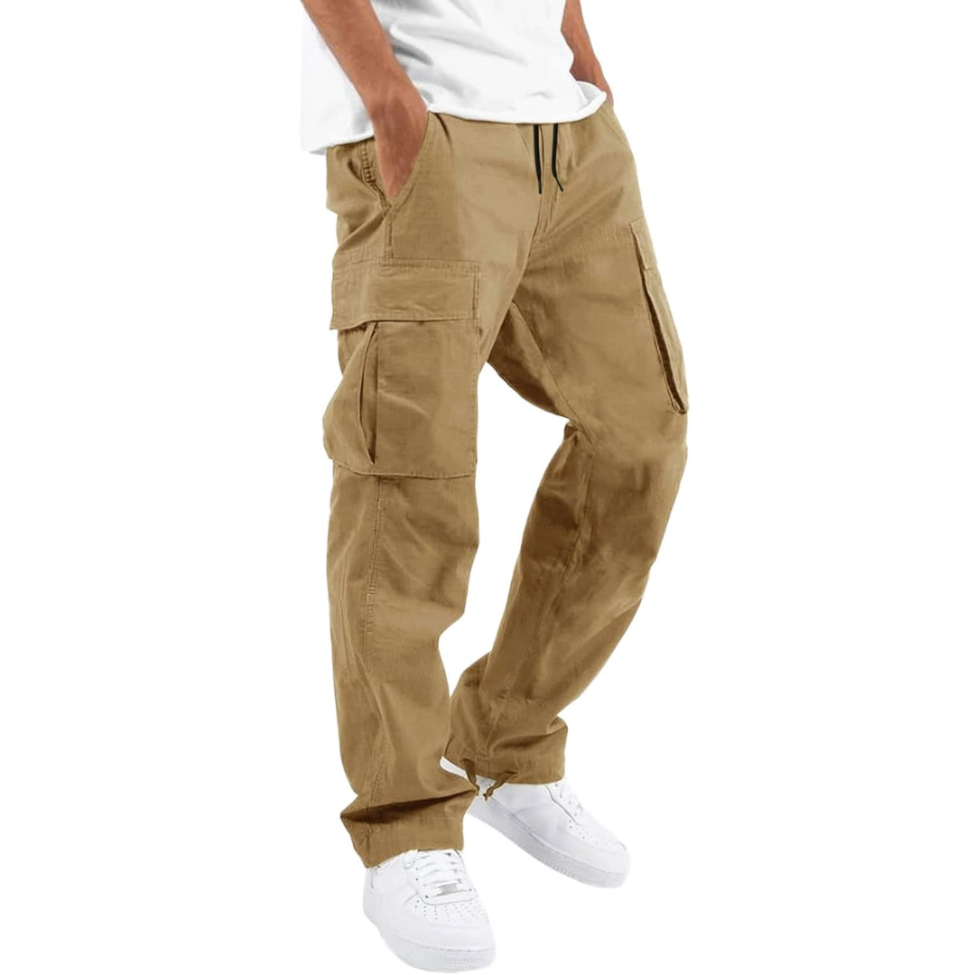 Men's Relaxed-Fit Cargo Trousers - Khaki