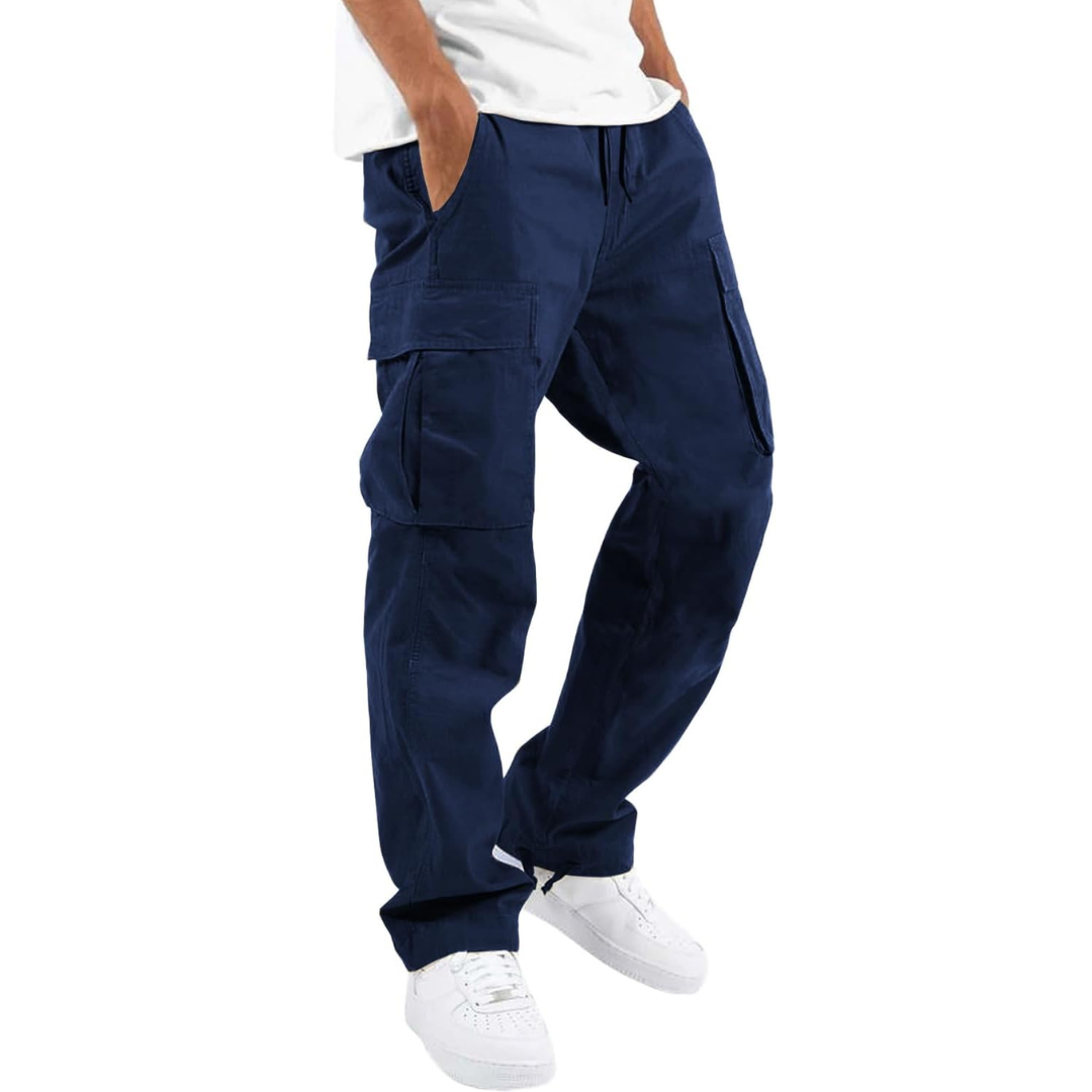 Men's Relaxed-Fit Cargo Trousers - Navy Blue