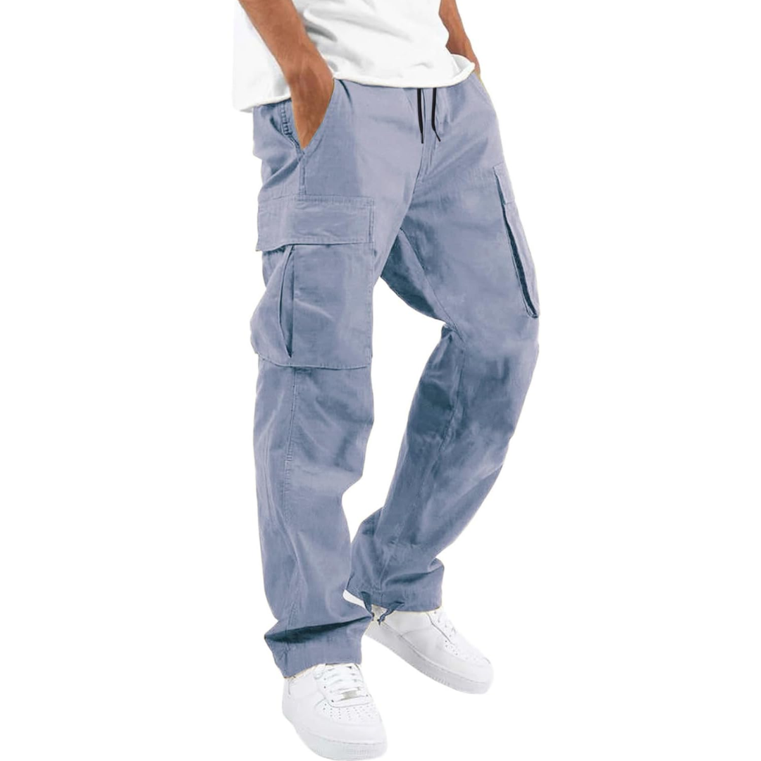 Men's Relaxed-Fit Cargo Trousers - Dusty Blue
