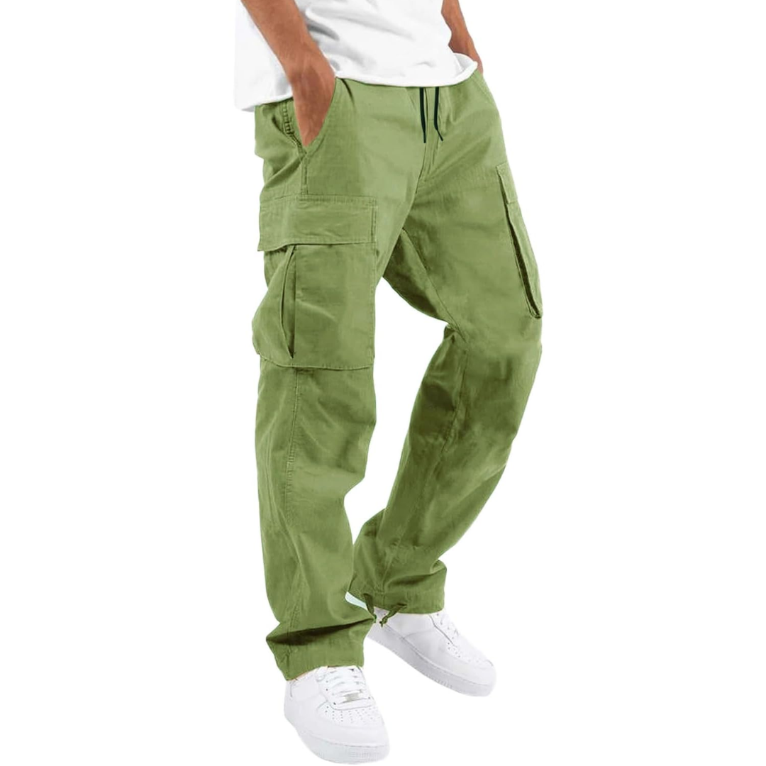Men's Relaxed-Fit Cargo Trousers - Light Green