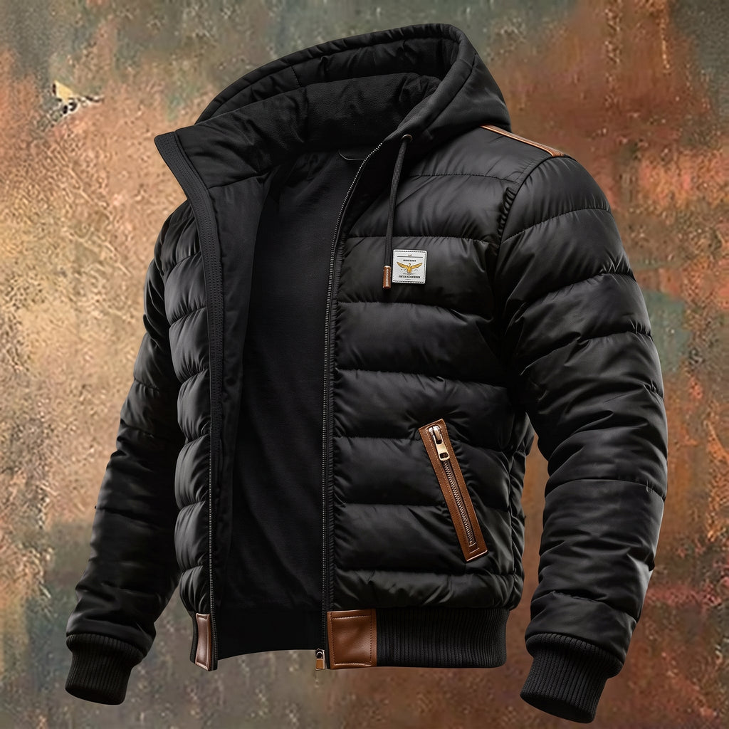 Men's Sherpa-Lined Western Snap-Button Jacket - Black