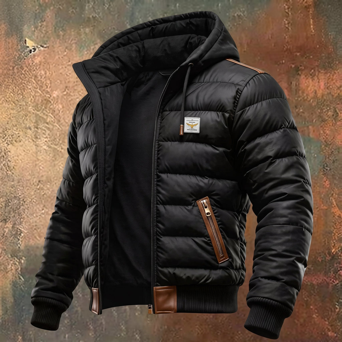 Men's Sherpa-Lined Western Snap-Button Jacket - Black