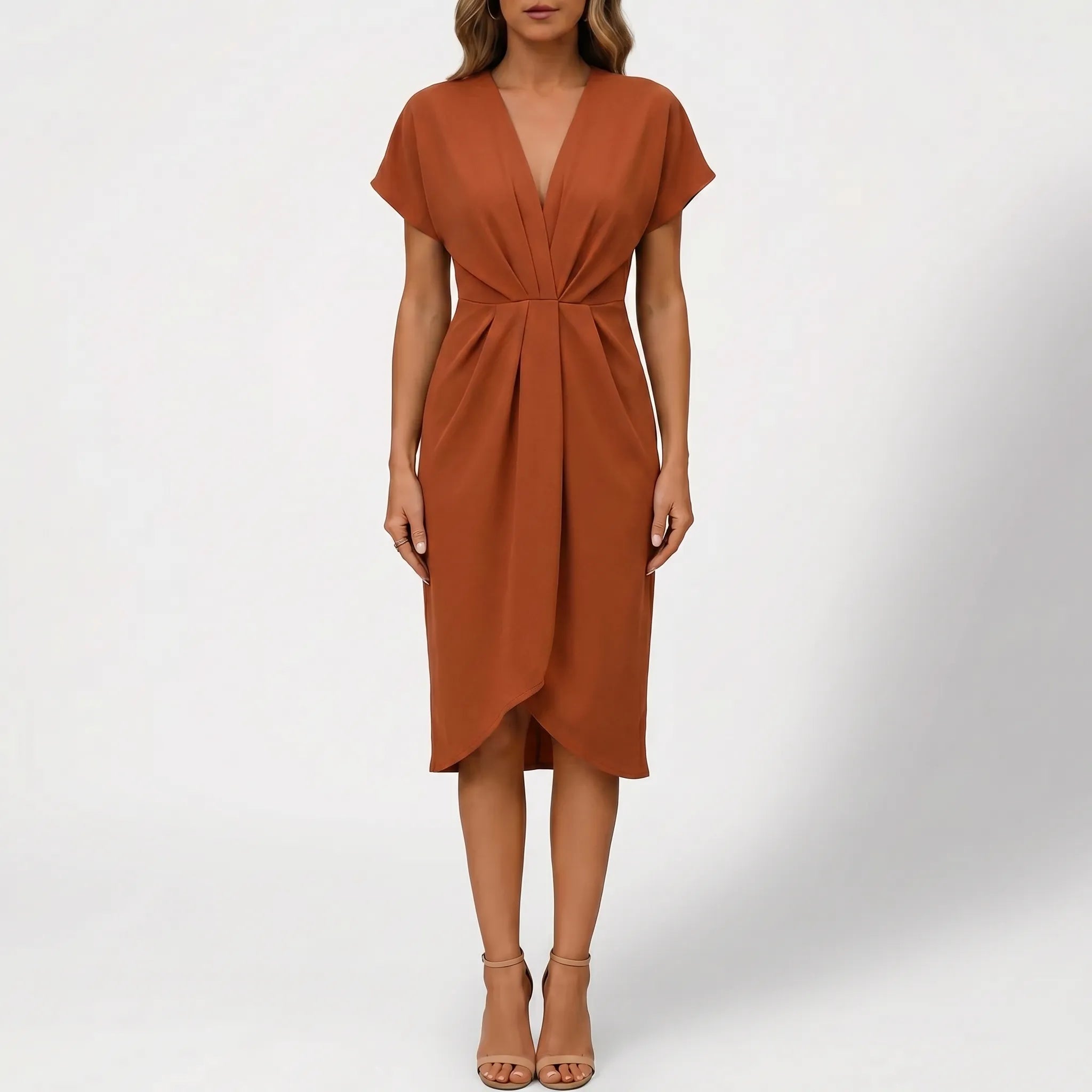 Women’s V-Neck Wrap Midi Dress