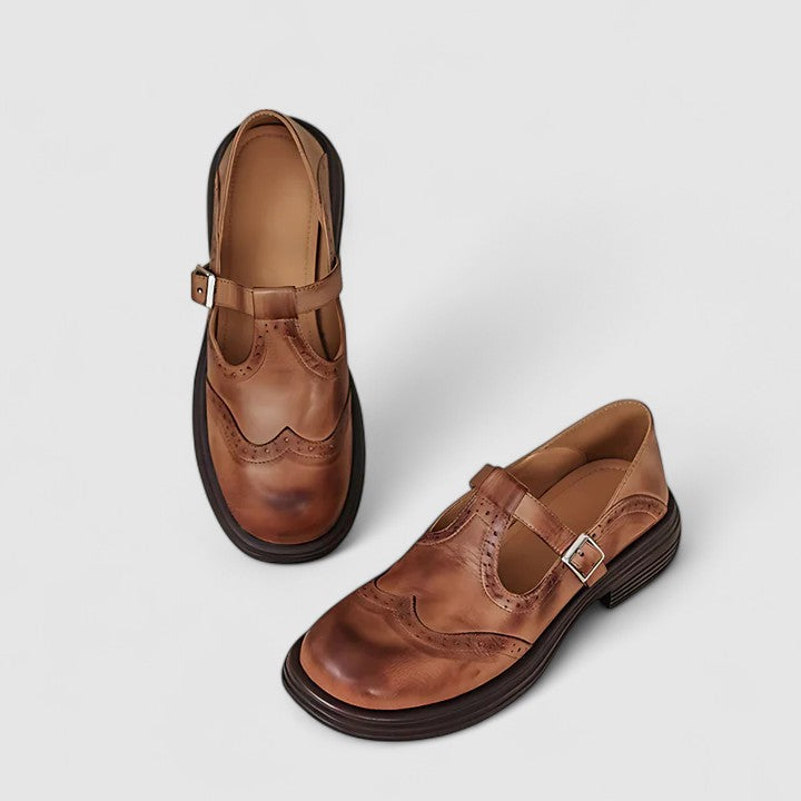 Women's Classic Mary Jane Shoes with Orthopedic Insole - Brown