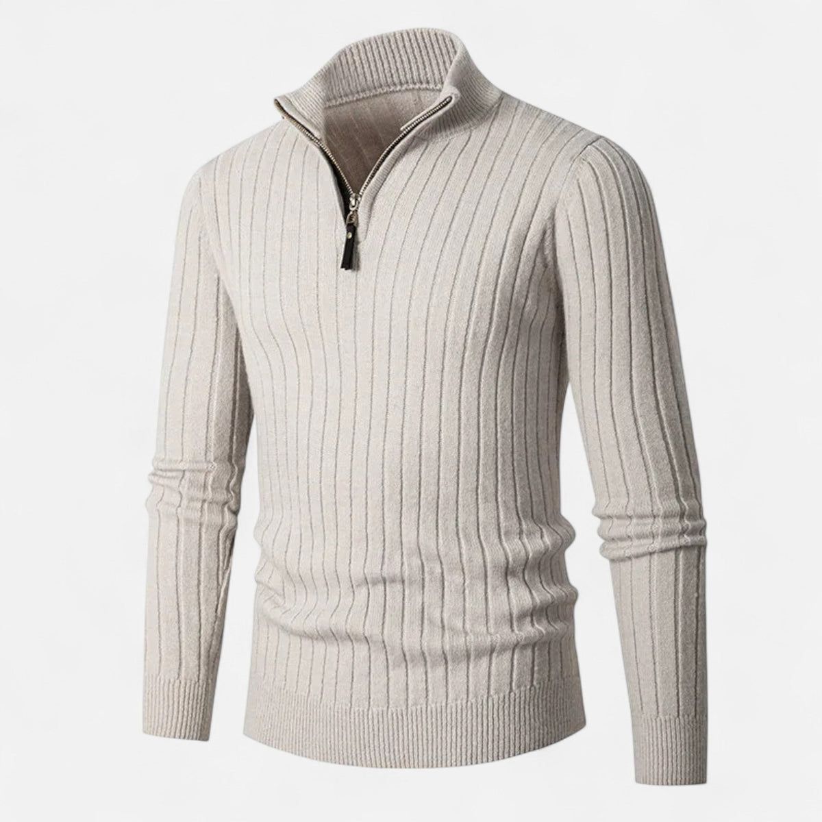 Men's Vertical Rib Half-Zip Knit Sweater