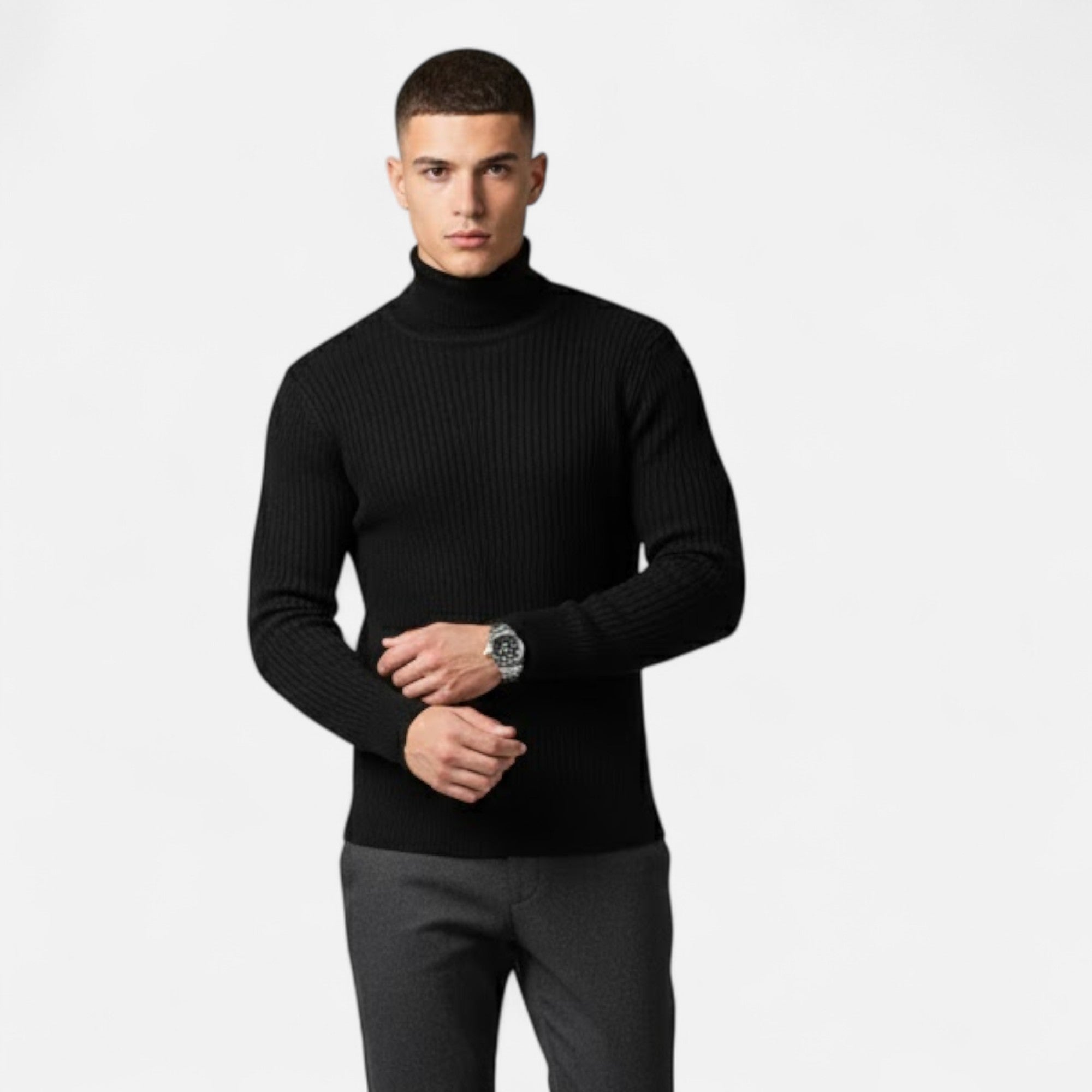 Men's Cashmere High-Lapel Pullover