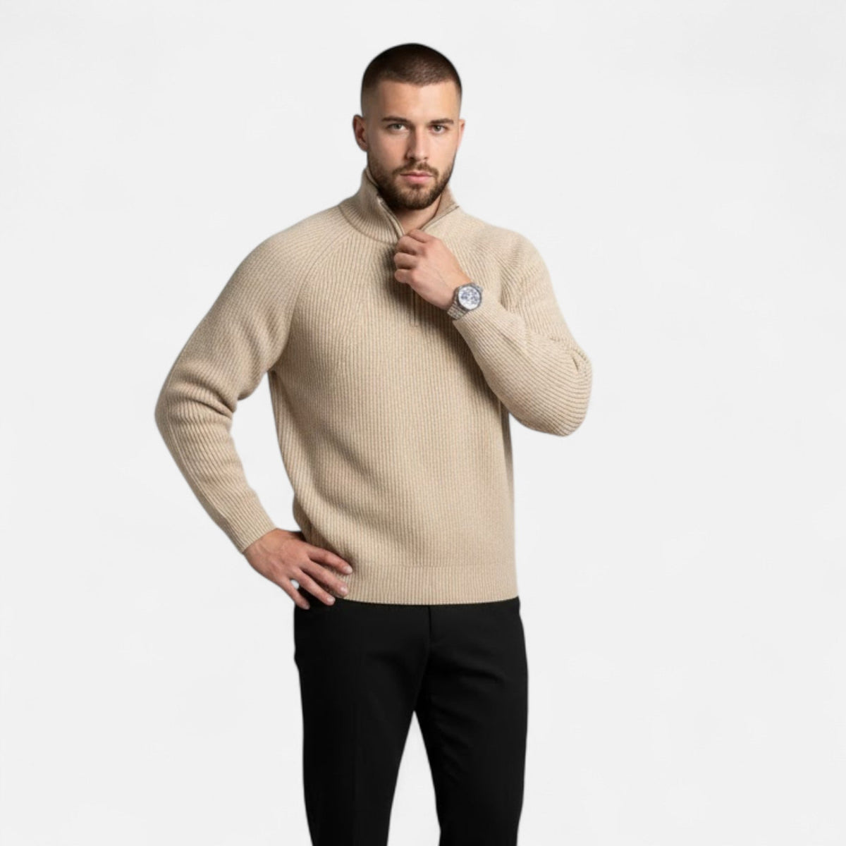 Men's Loose-Fit Fine Knit Sweater - Black