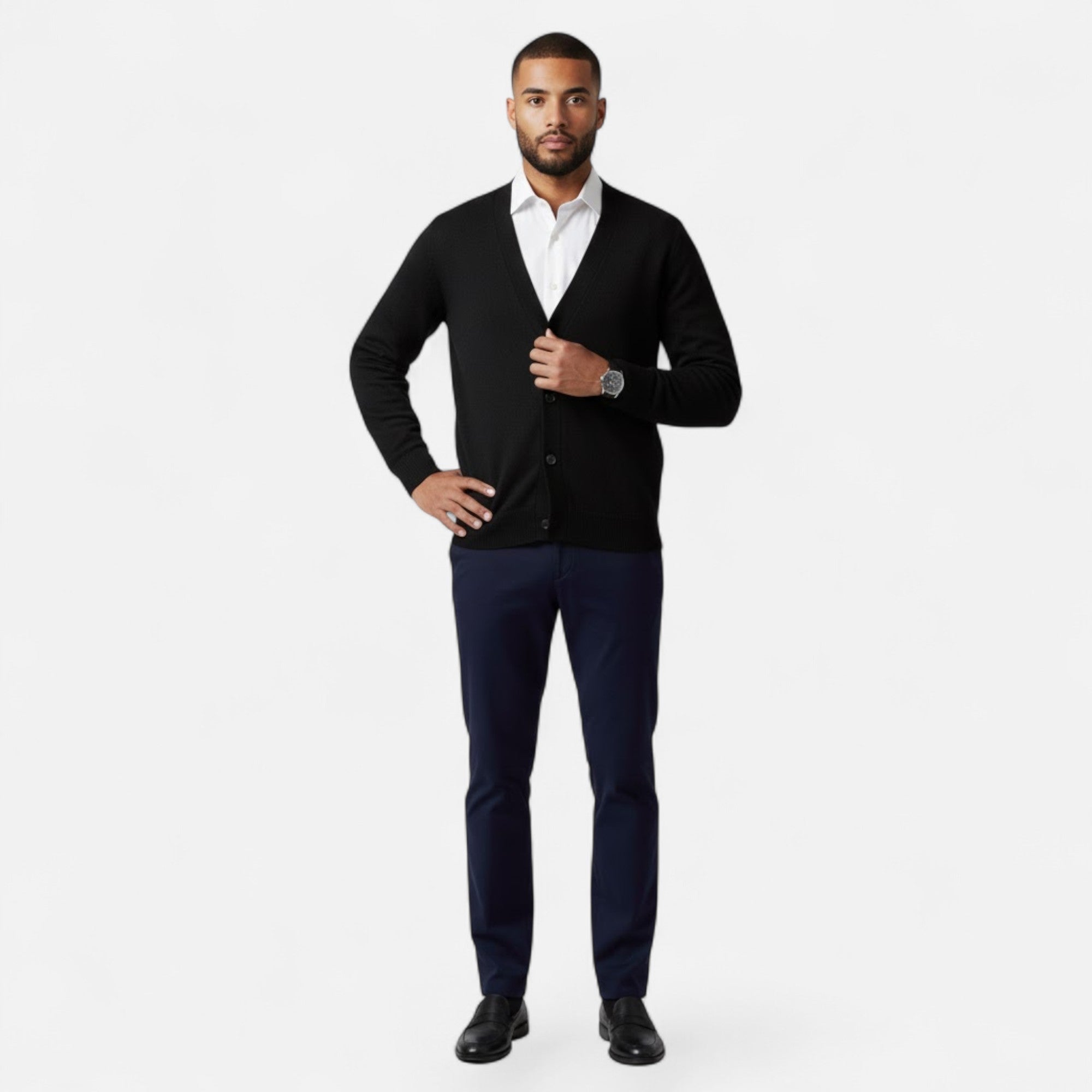 Men's Wool-Blend V-Neck Cardigan