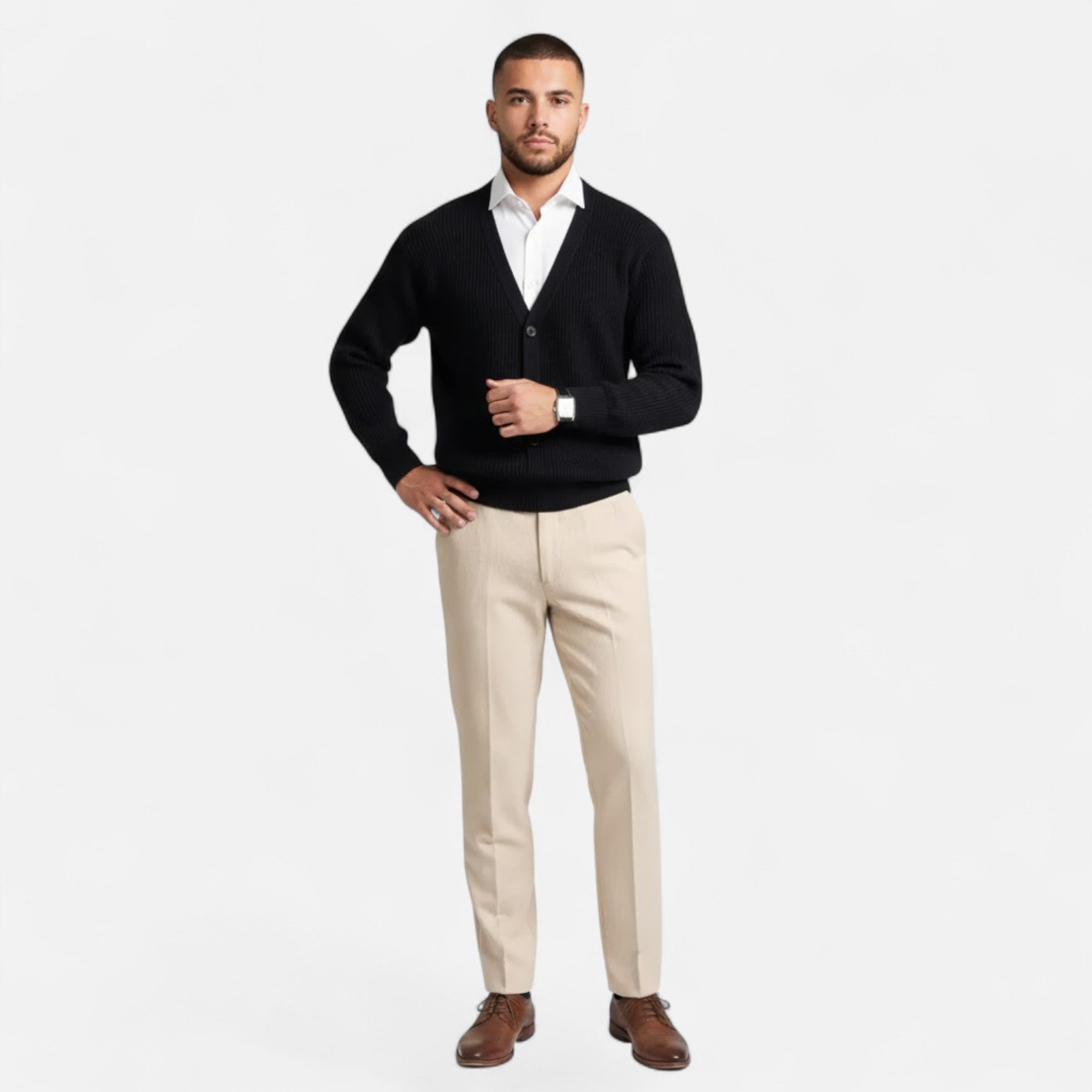 Men's Wool-Blend V-Neck Cardigan