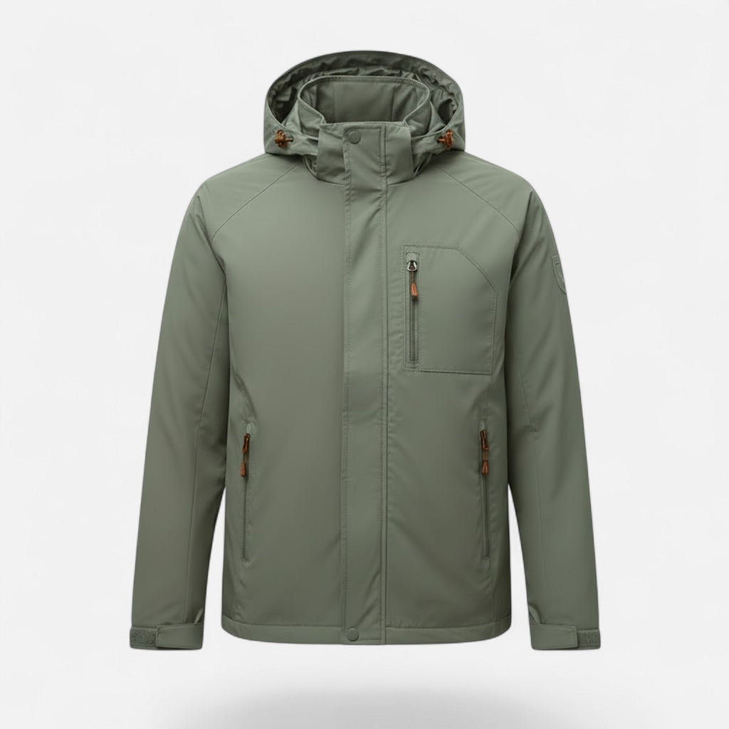Men's Solid-Tone Stand-Collar Outdoor Jacket - Army Green