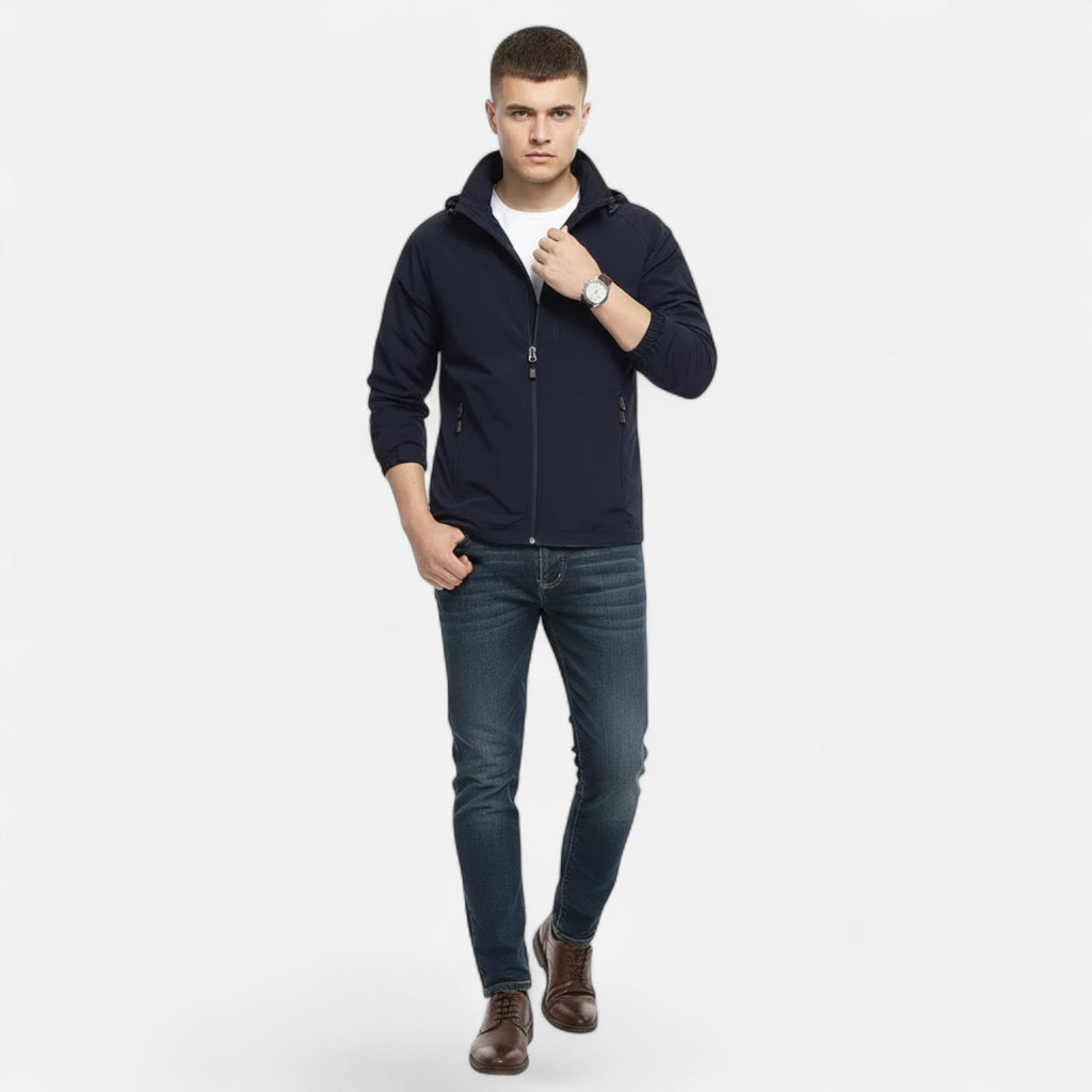 Men's Solid-Tone Stand-Collar Outdoor Jacket
