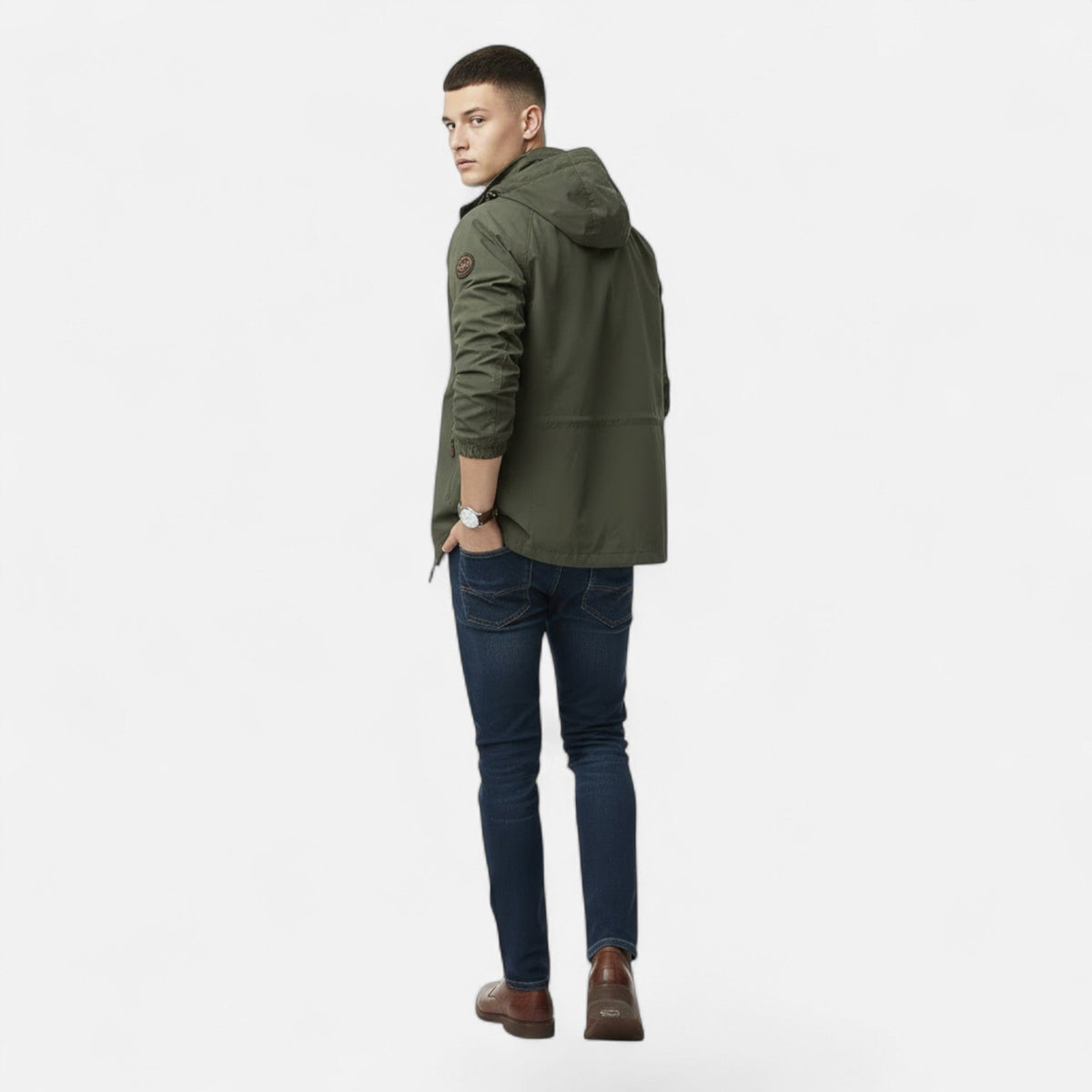 Men's Solid-Tone Stand-Collar Outdoor Jacket - Dark Blue