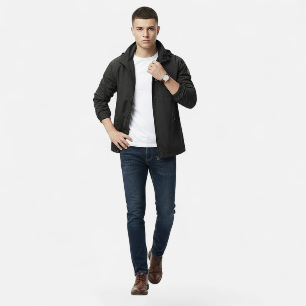 Men's Solid-Tone Stand-Collar Outdoor Jacket