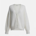 Women's Loose V-Neck Buttoned Knit Cardigan - White