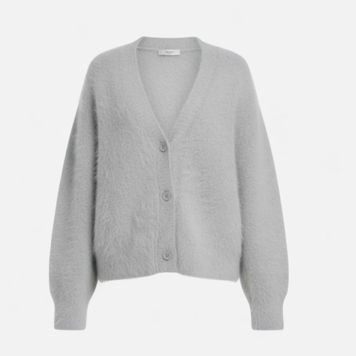 Women's Loose V-Neck Buttoned Knit Cardigan - Black