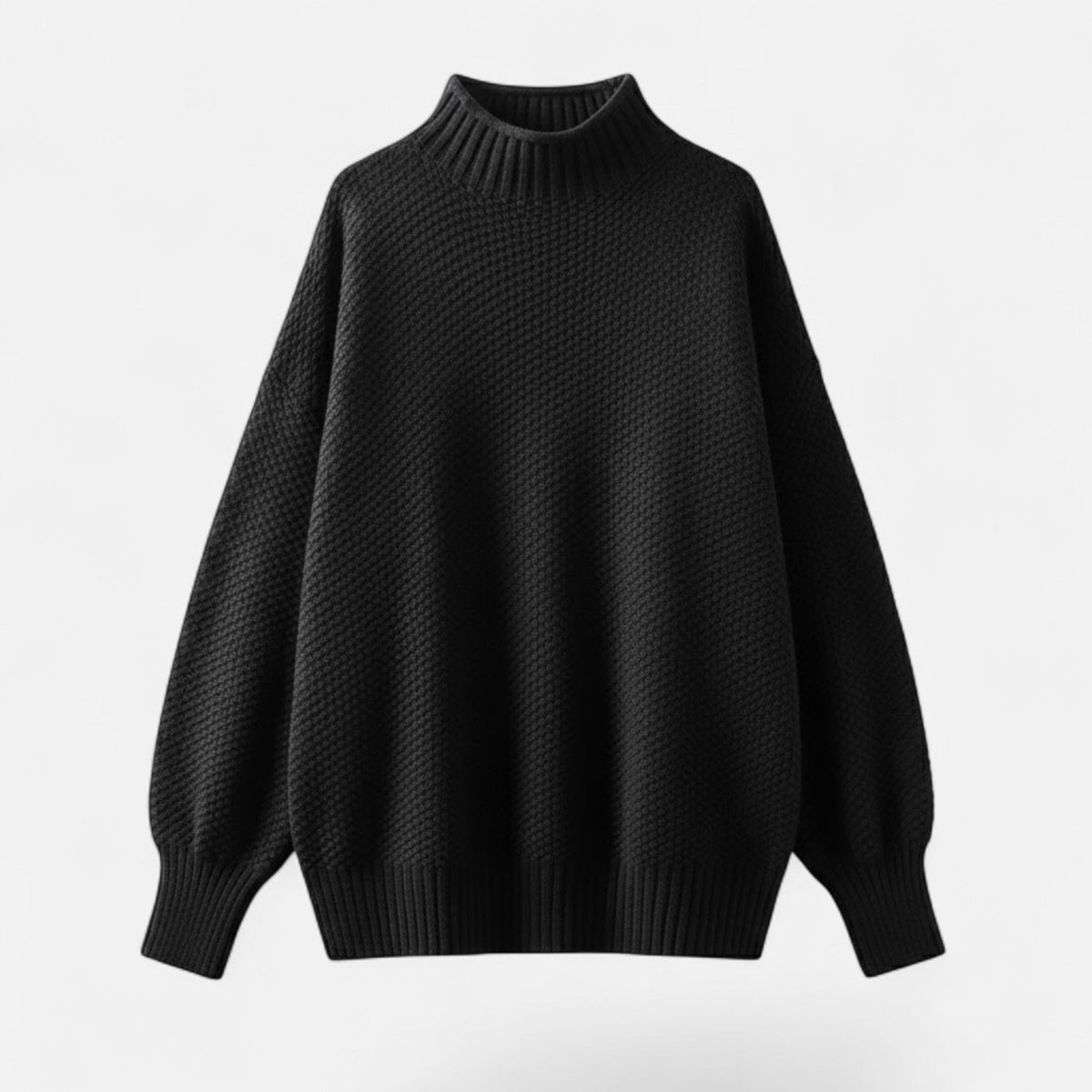 Women's Plus-Size Mock-Neck Loose Knit Sweater - Black