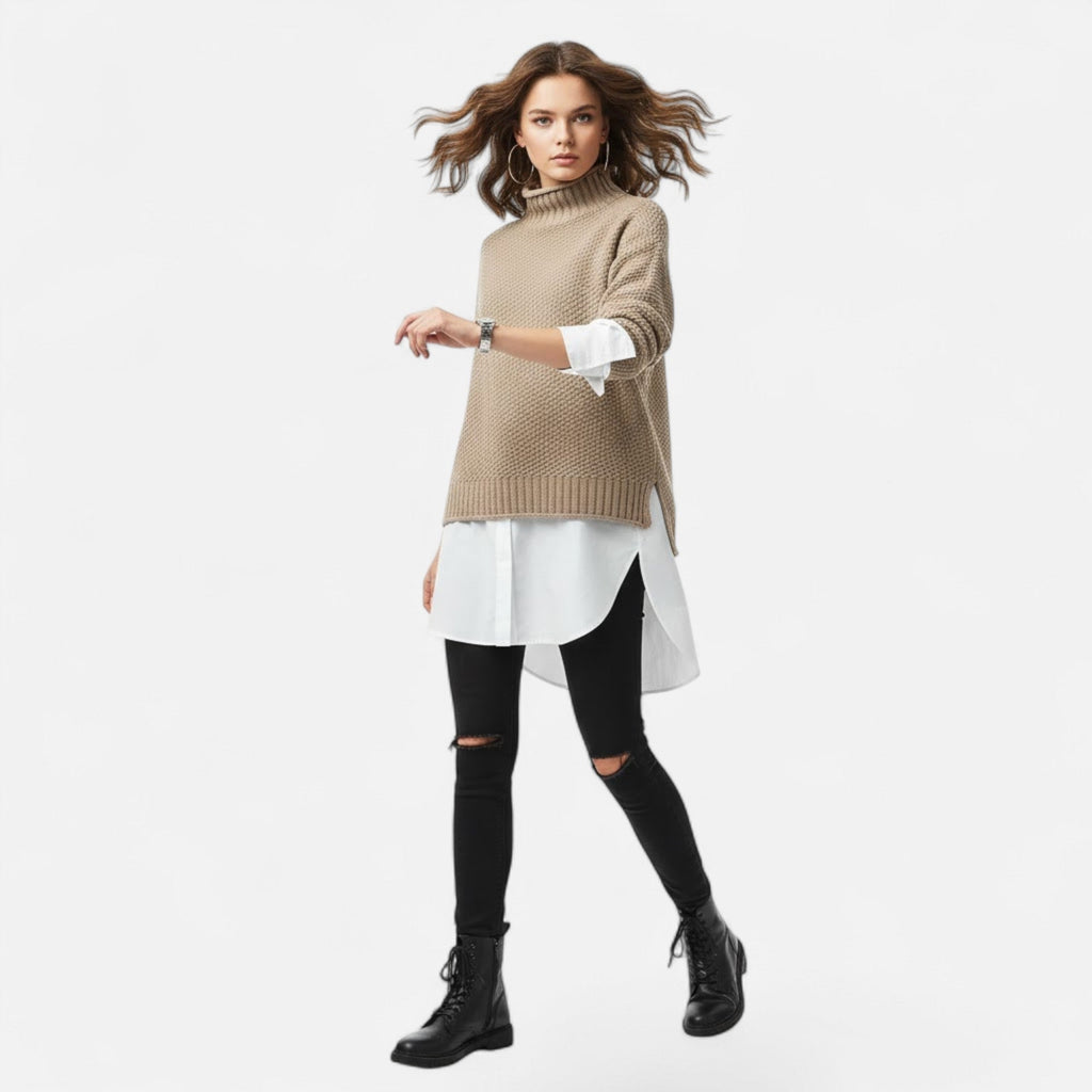 Women's Plus-Size Mock-Neck Loose Knit Sweater