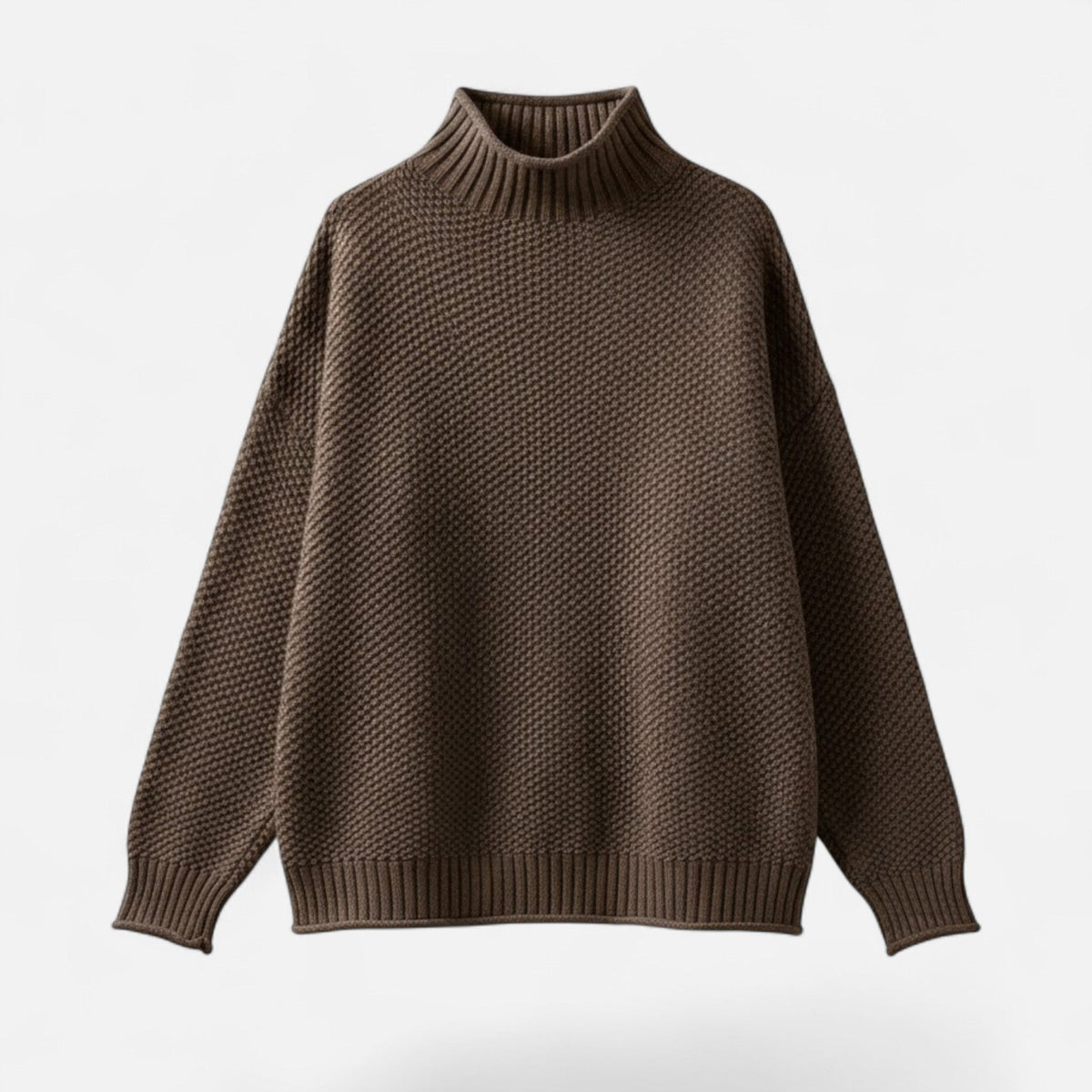 Women's Plus-Size Mock-Neck Loose Knit Sweater - Gray
